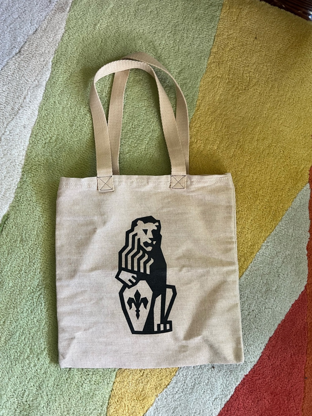La Marzocco canvas tote bag with a black printed lion logo